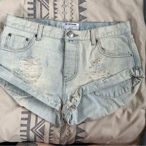 One Teaspoon Faded Blue Jean Shorts